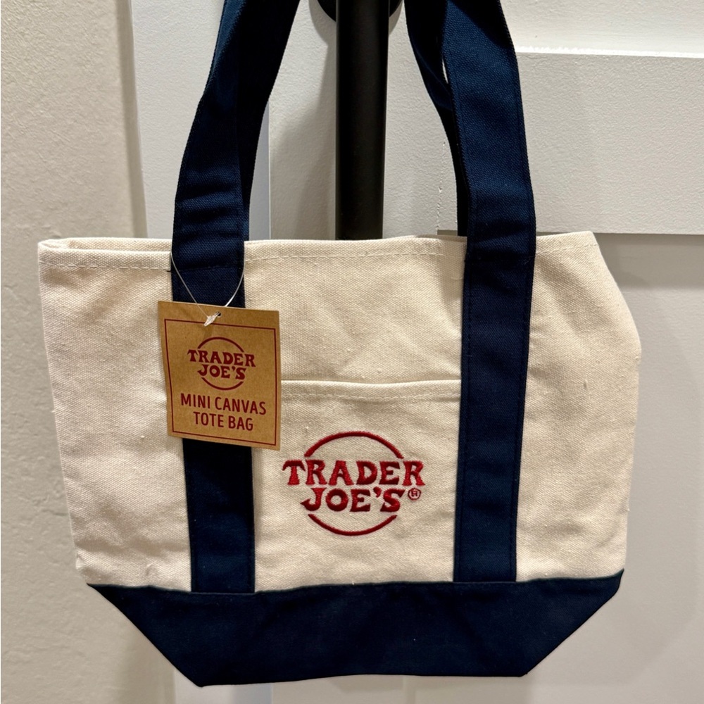 Trader Joe’s Mini Canvas Tote Bag - Navy and Beige